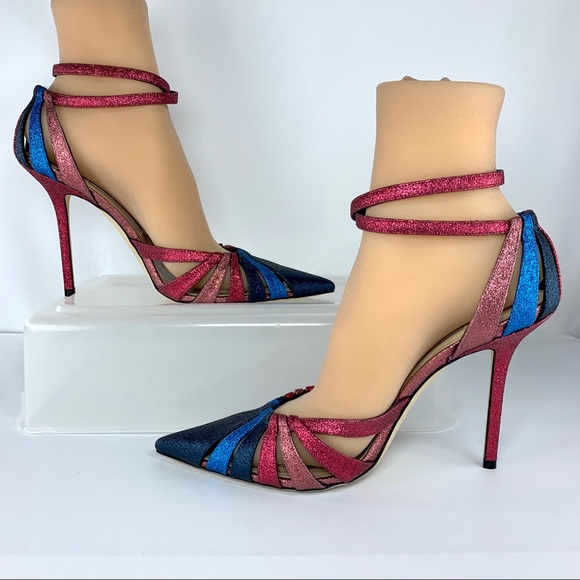 ❤️SoldJimmy Choo Travis 100 Raspberry Mix Glitter - Picture 3 of 8